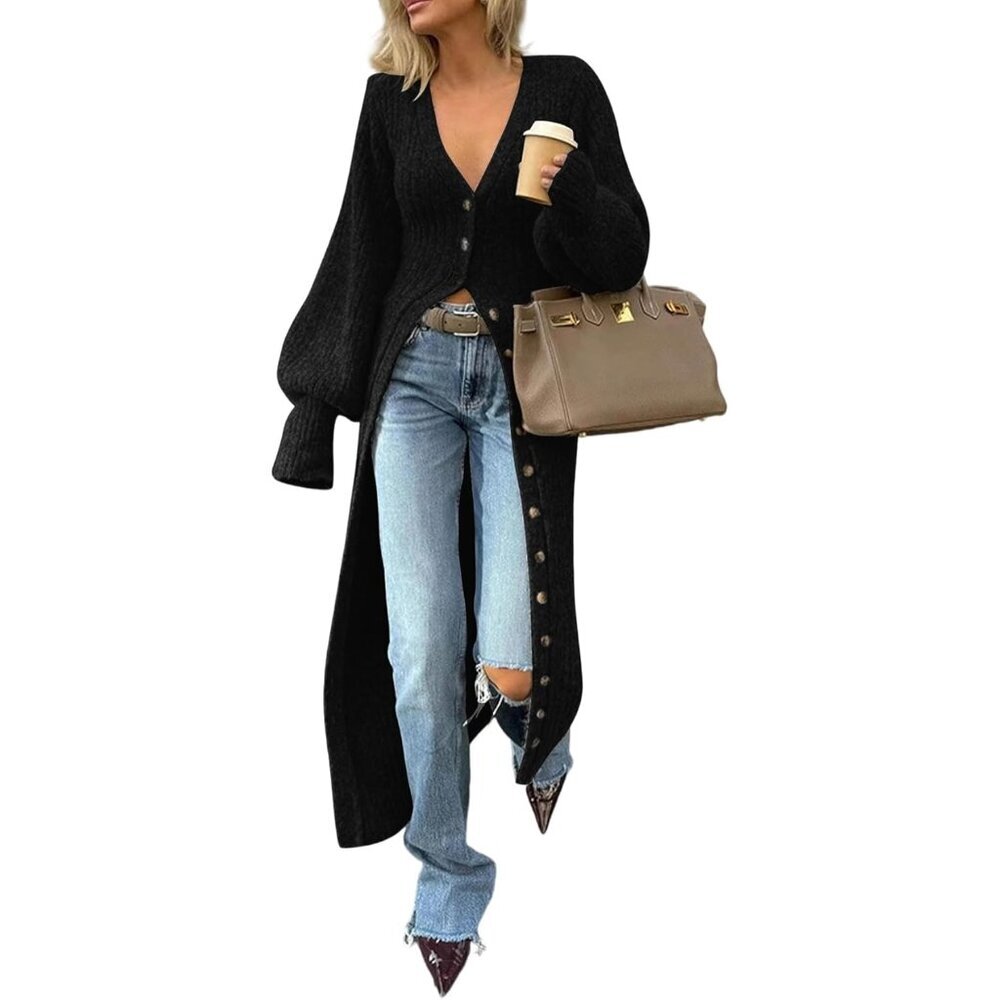 Women’s Chunky Knit Maxi Cardigan Long Sleeve Button Cover-Up Fashion